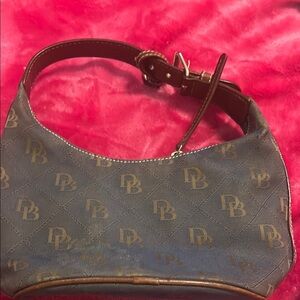 Dooney & Bourke Monogrammed Canvas Mini Shoulder Bucket Bag Purse